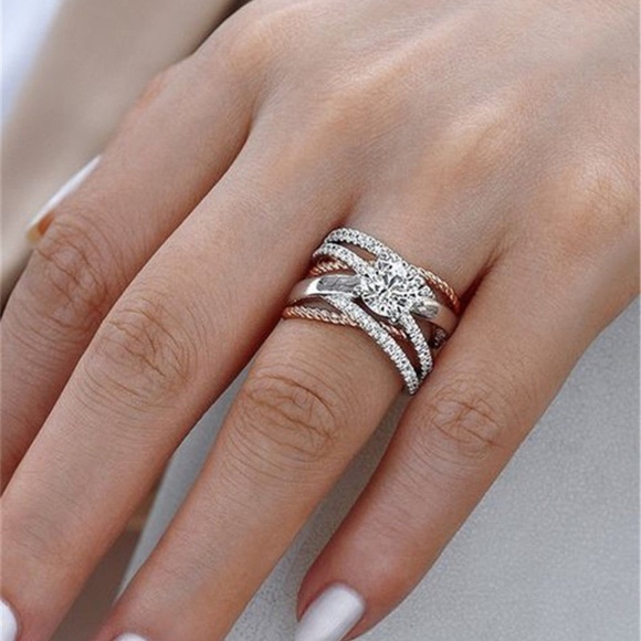 Shiny 925 Silver White Topaz size 5...8 select one - Picture 1 of 4